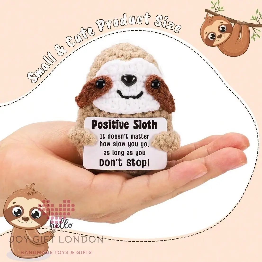 Handmade Crochet Emotional Positive Sloth Joy Gift London