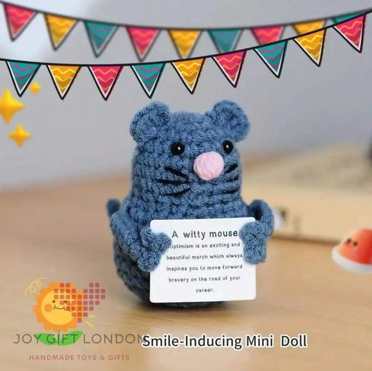 Handmade Crochet Emotional Positive Witty Mouse Joy Gift London