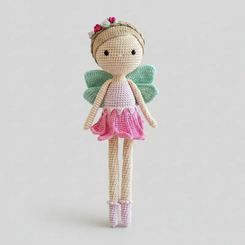 Handmade Crochet Fairy Girl Doll in Fancy Dress  Joy Gift London