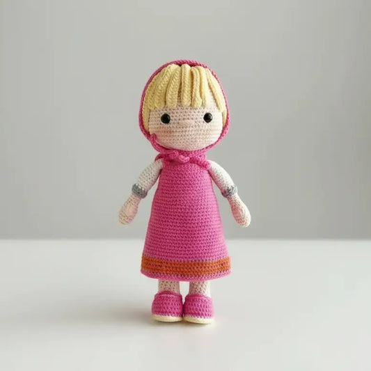 Handmade Crochet Girl Doll – Pink Hooded Amigurumi Toy  Joy Gift London