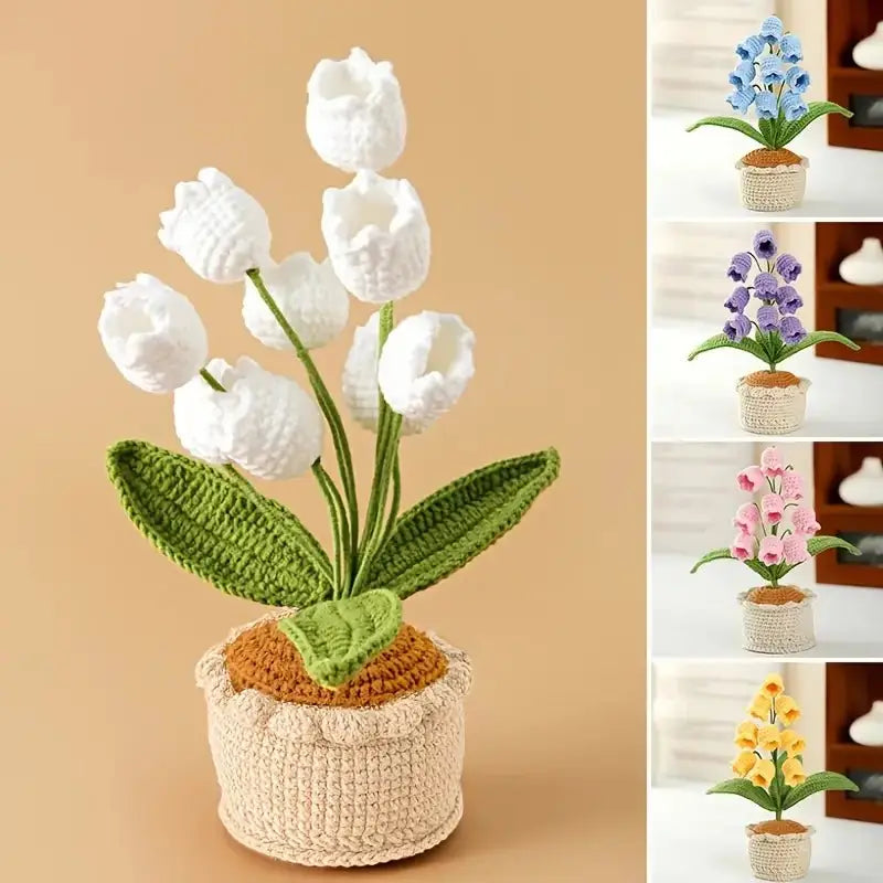 Handmade Crochet Lily of the Valley Potted Plant - Joy Gift London