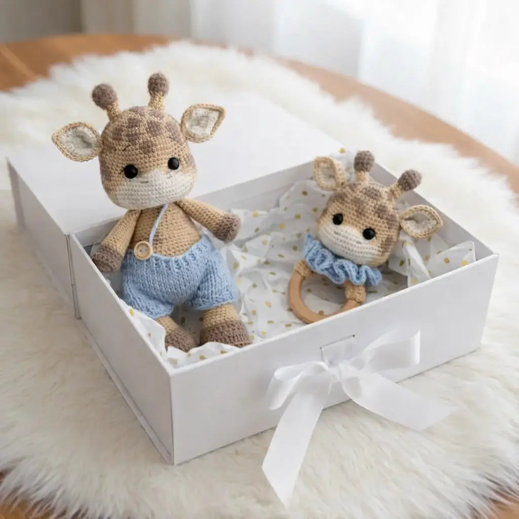 Handmade Crochet Newborn Giraffe & Rattle Gift Set (2pc) – Baby Shower Gift  Joy Gift London