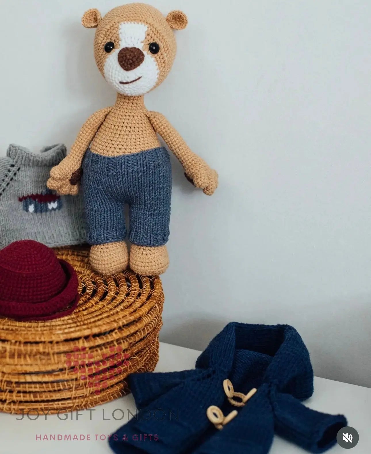 Handmade Crochet Paddington Bear Toy 35cm Joy Gift London