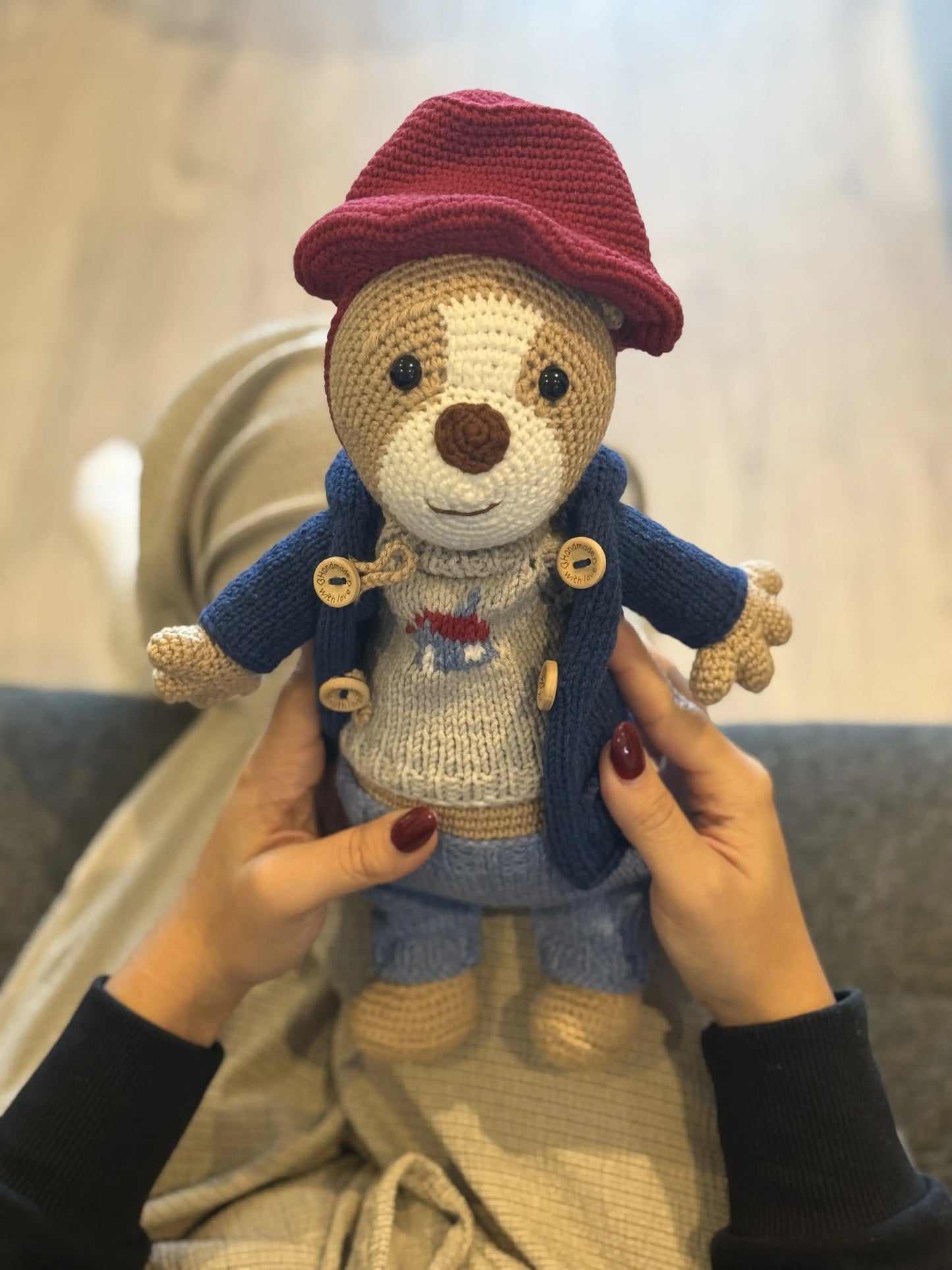 Handmade Crochet Paddington Bear Toy 35cm Joy Gift London