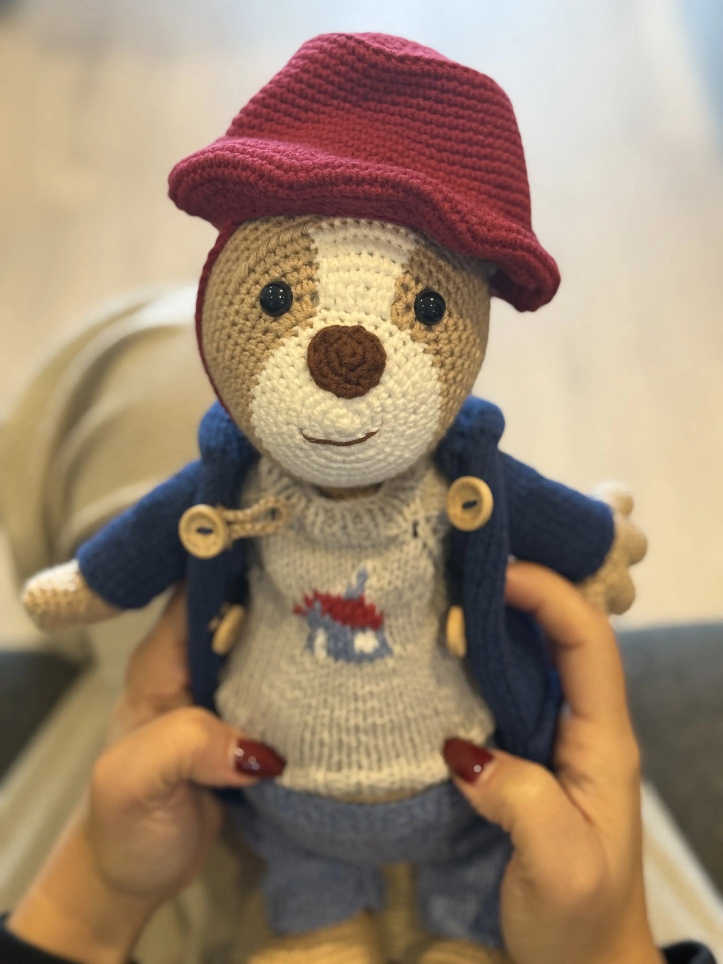 Handmade Crochet Paddington Bear Toy 35cm Joy Gift London