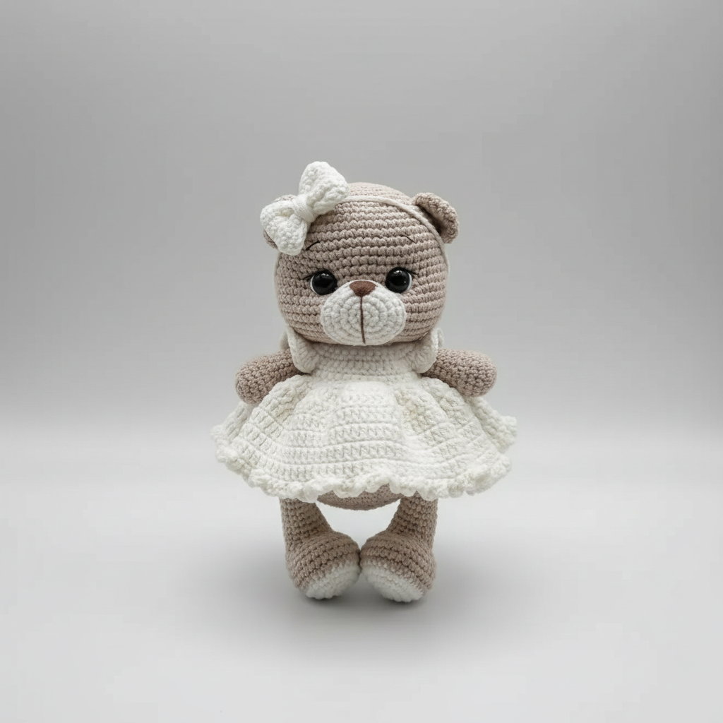 Handmade Crochet Pink Kitten Toy with Heart  Joy Gift London