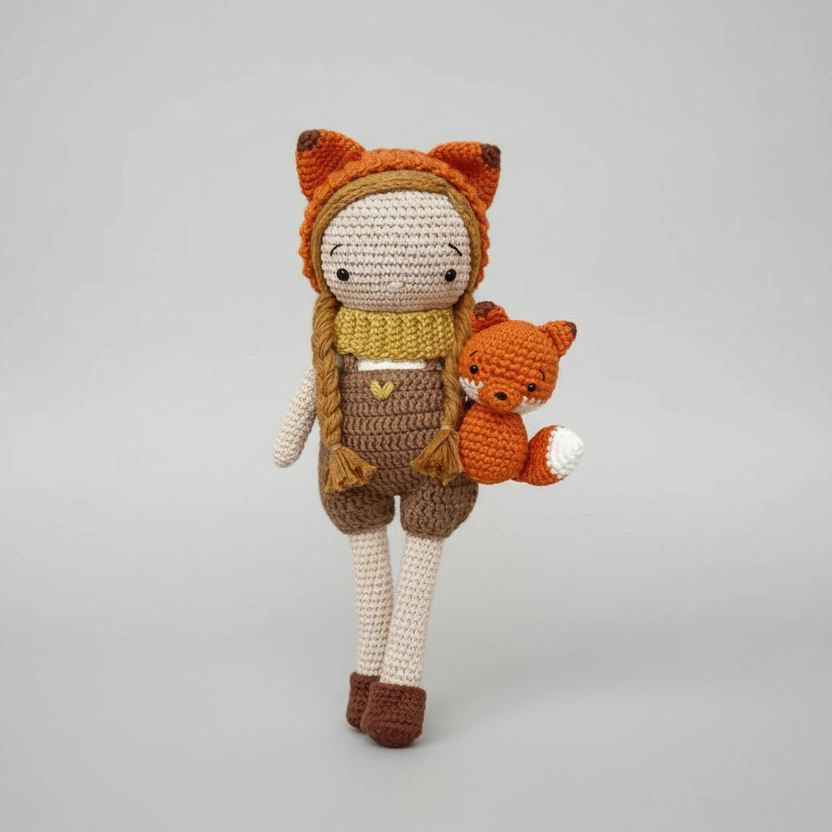 Handmade Crochet Pink Kitten Toy with Heart  Joy Gift London