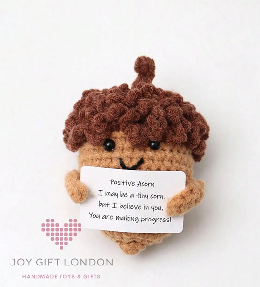 Handmade Crochet Positive Brown Acorn Joy Gift London