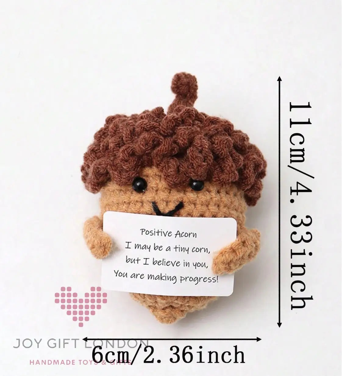 Handmade Crochet Positive Brown Acorn Joy Gift London