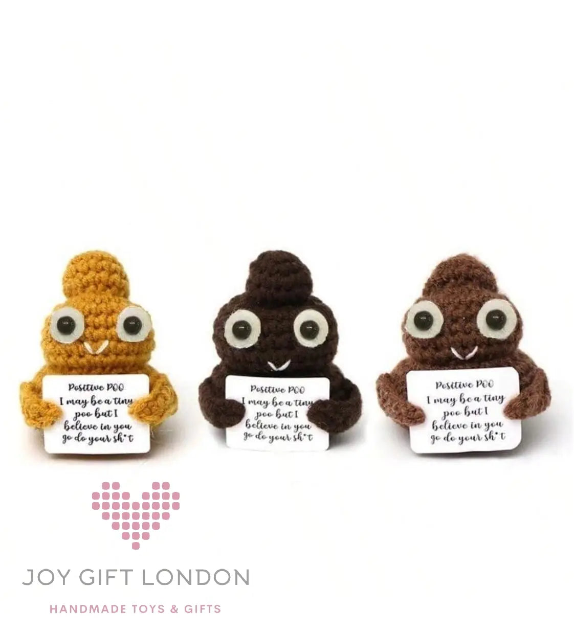 Handmade Crochet Positive Poo 3pc Joy Gift London