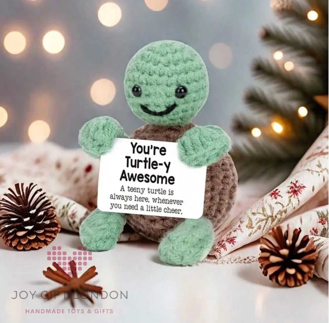 Handmade Crochet Positive Turtle - You are turtle-y awesome Joy Gift London