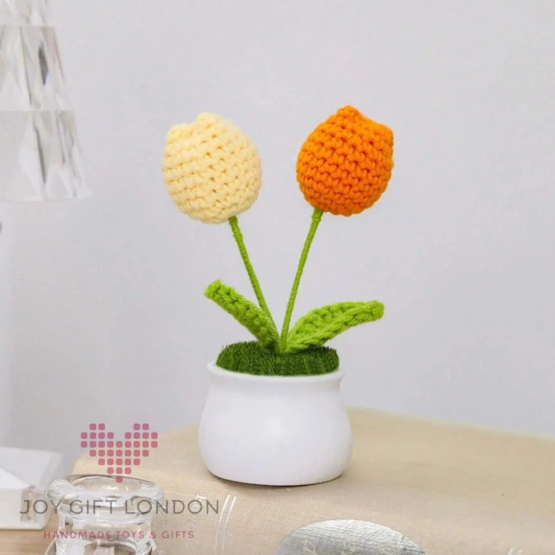 Handmade Crochet Potted 2 Tulip Joy Gift London