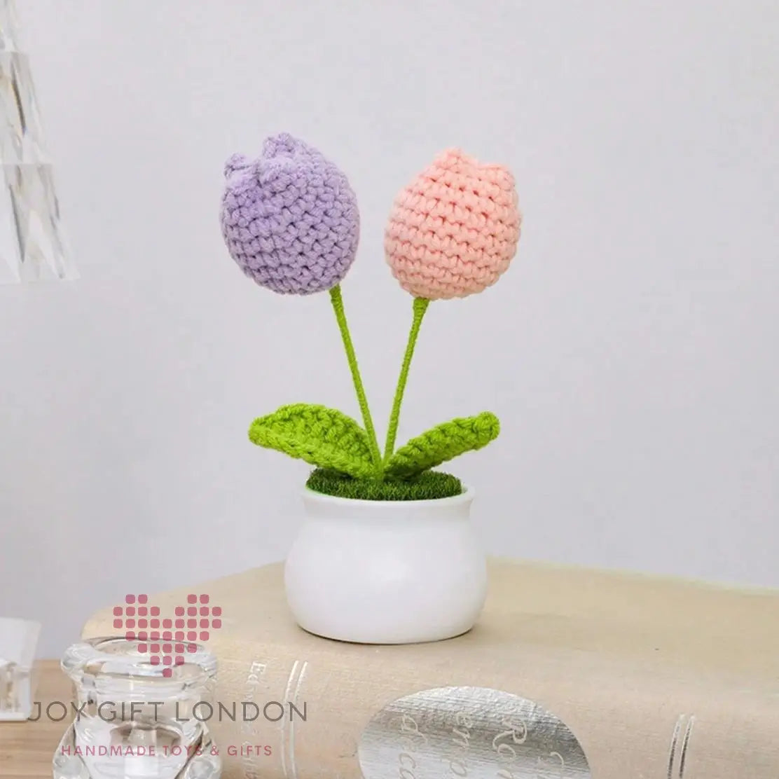 Handmade Crochet Potted 2 Tulip Joy Gift London