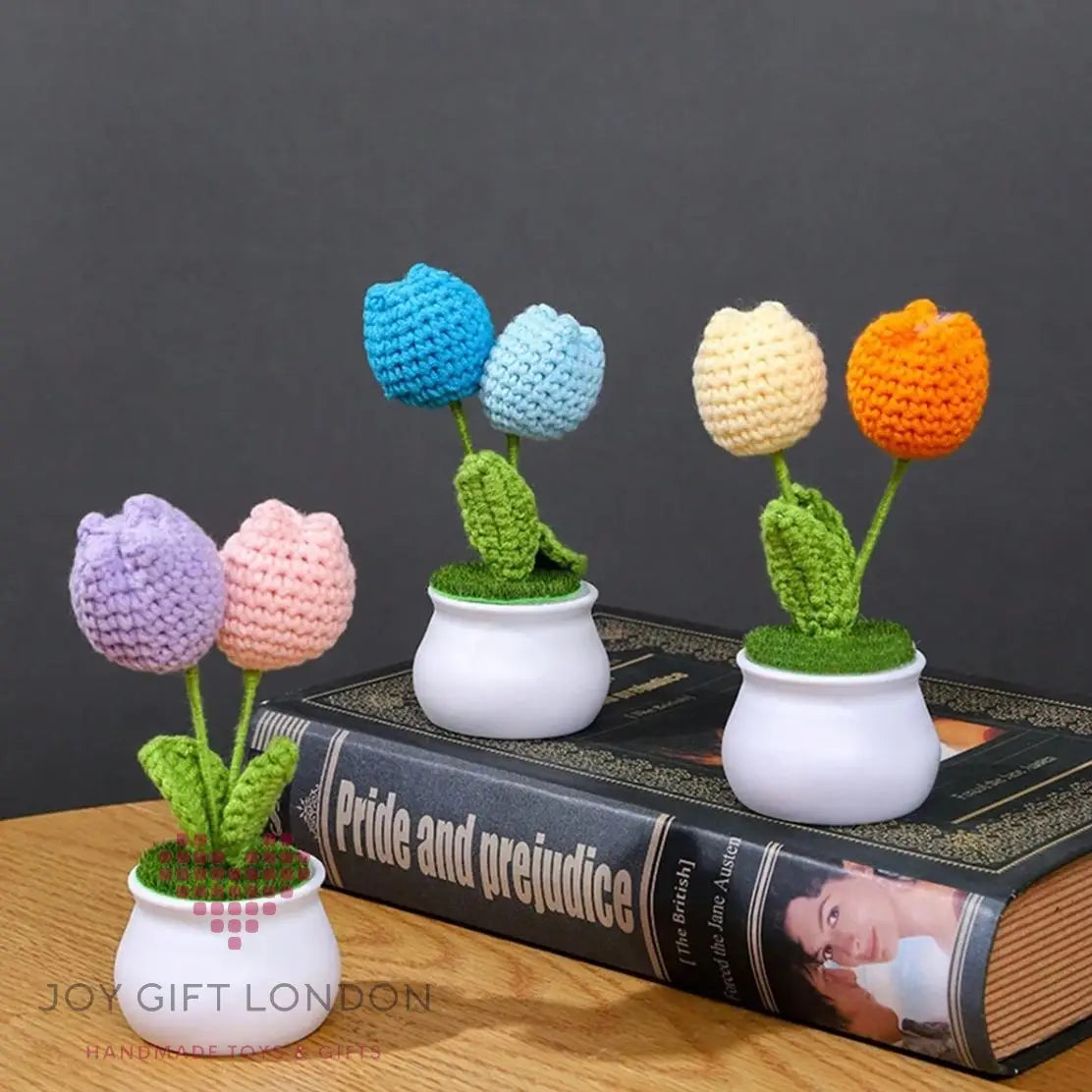 Handmade Crochet Potted 2 Tulip Joy Gift London