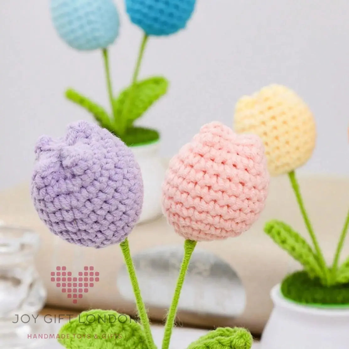 Handmade Crochet Potted 2 Tulip Joy Gift London