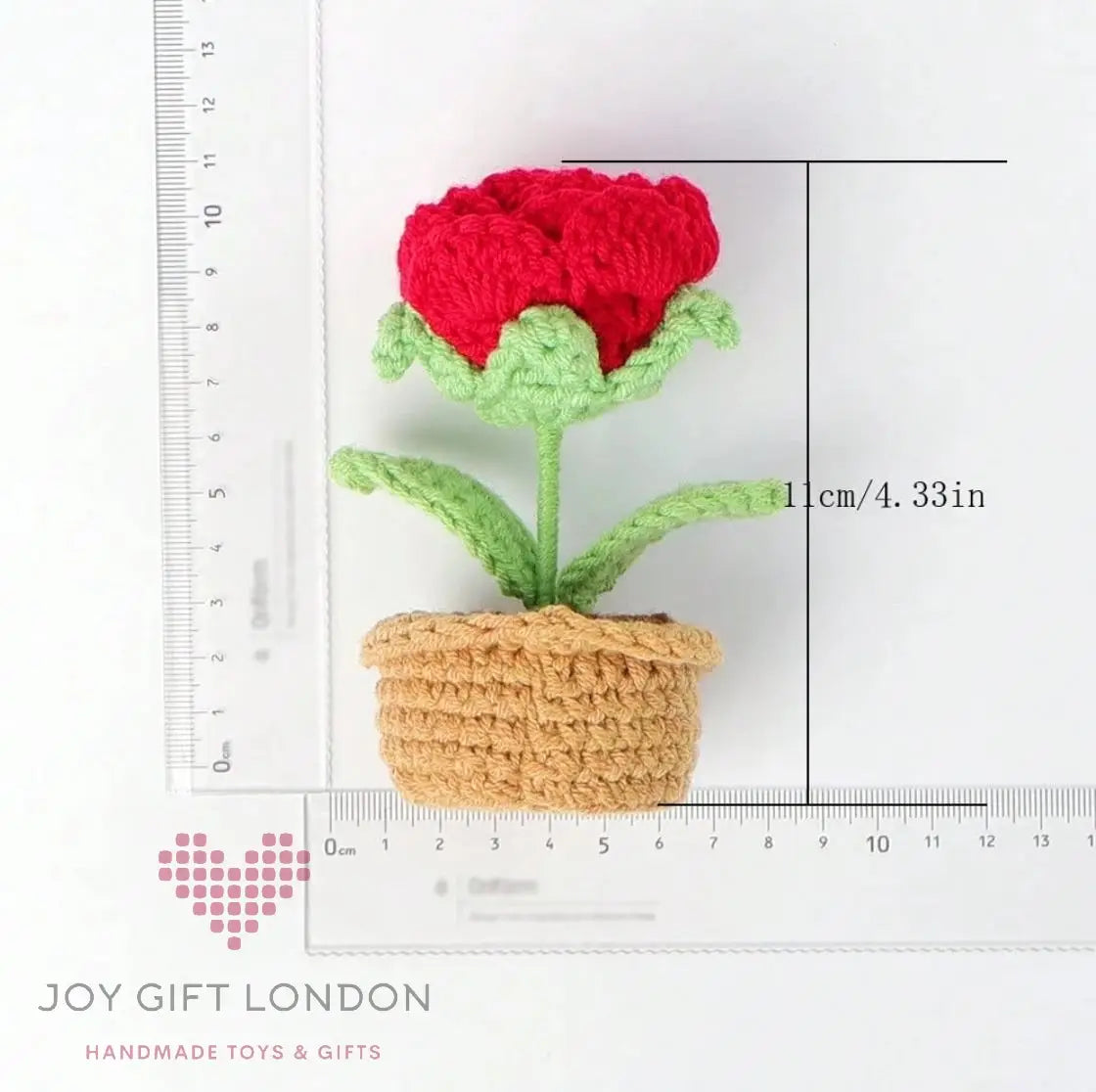 Handmade Crochet Potted Rose Joy Gift London