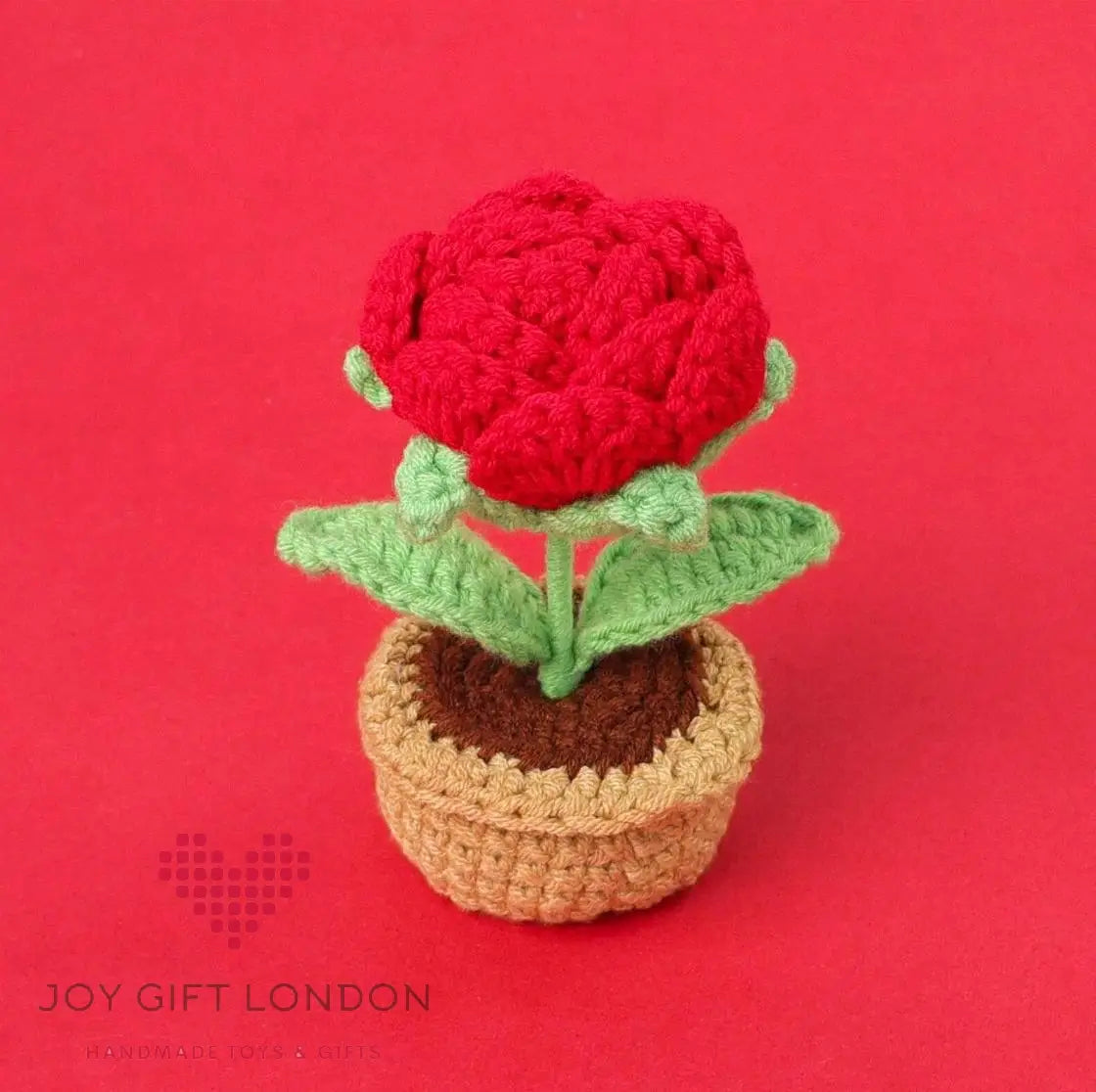 Handmade Crochet Potted Rose Joy Gift London