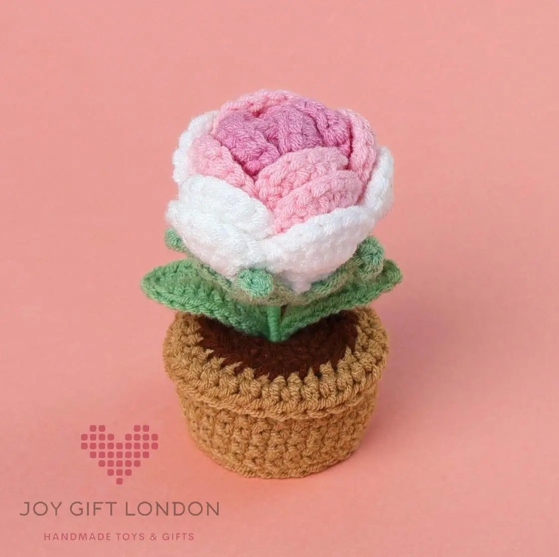 Handmade Crochet Potted Rose Joy Gift London