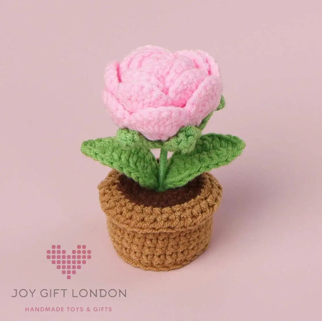 Handmade Crochet Potted Rose Joy Gift London