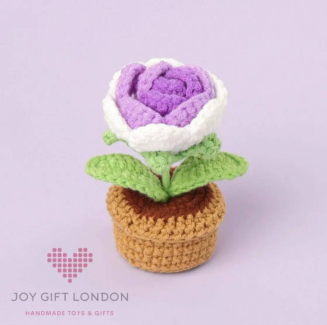 Handmade Crochet Potted Rose Joy Gift London