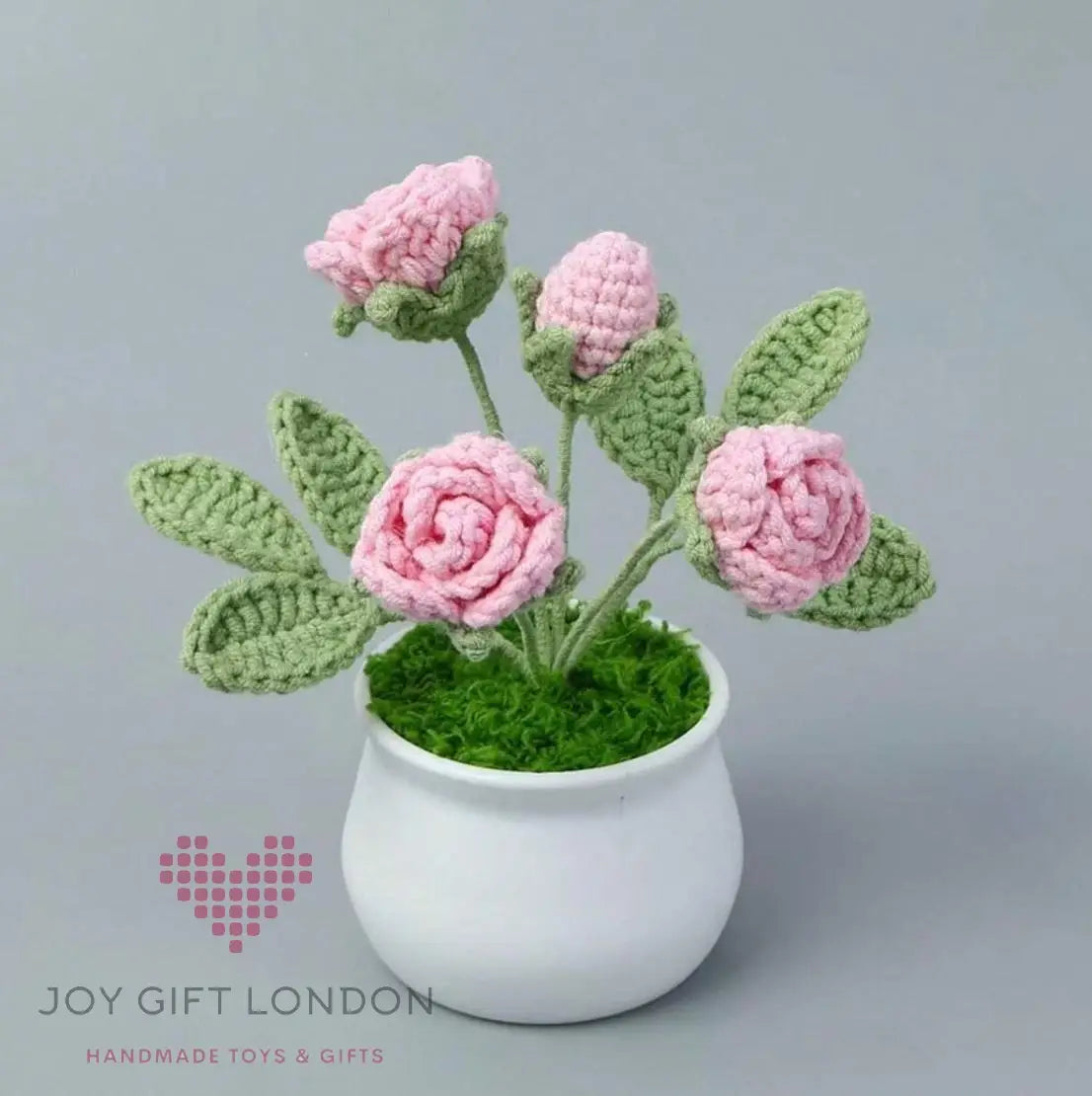 Handmade Crochet Potted Roses Joy Gift London