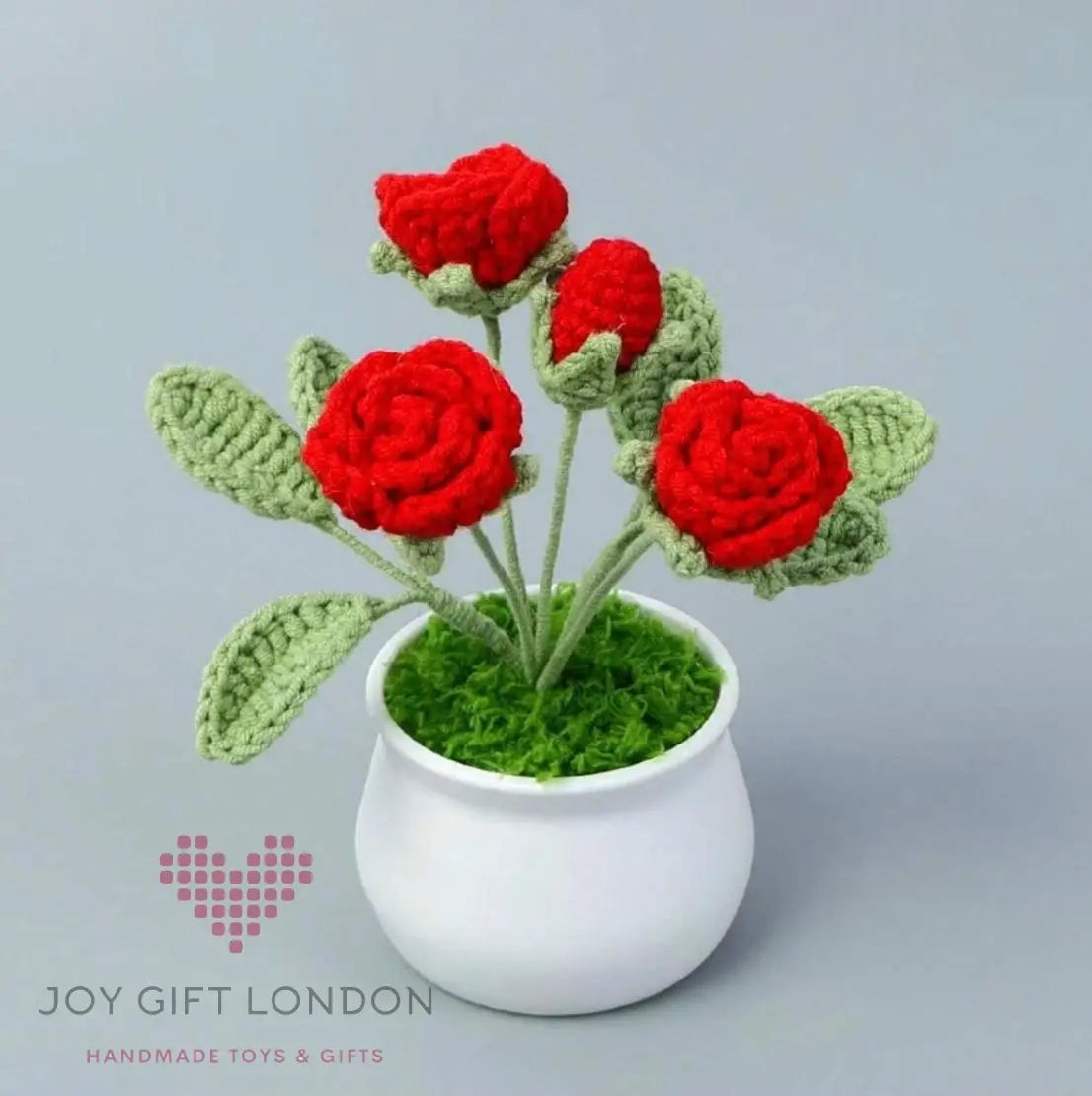 Handmade Crochet Potted Roses Joy Gift London