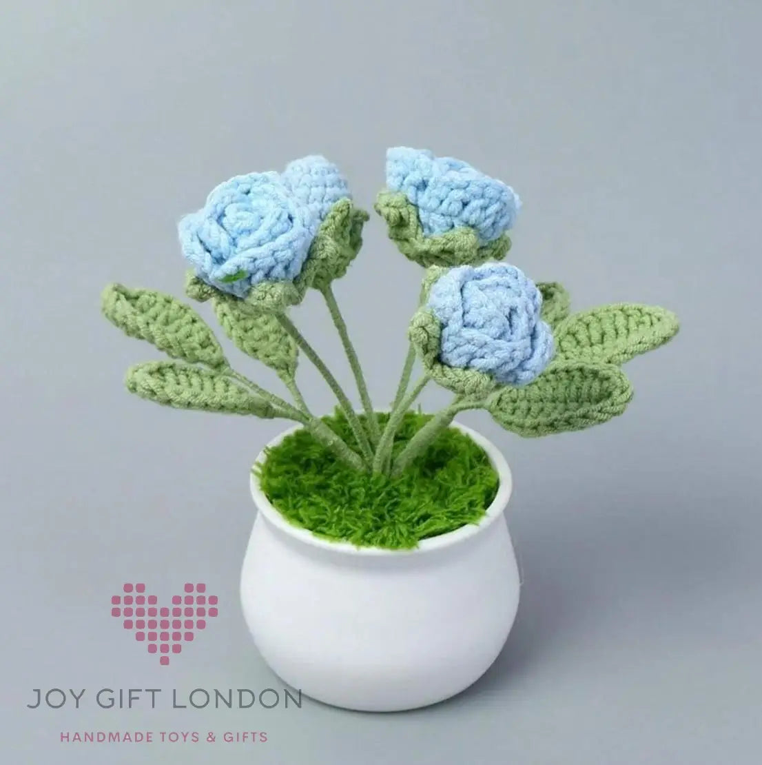 Handmade Crochet Potted Roses Joy Gift London