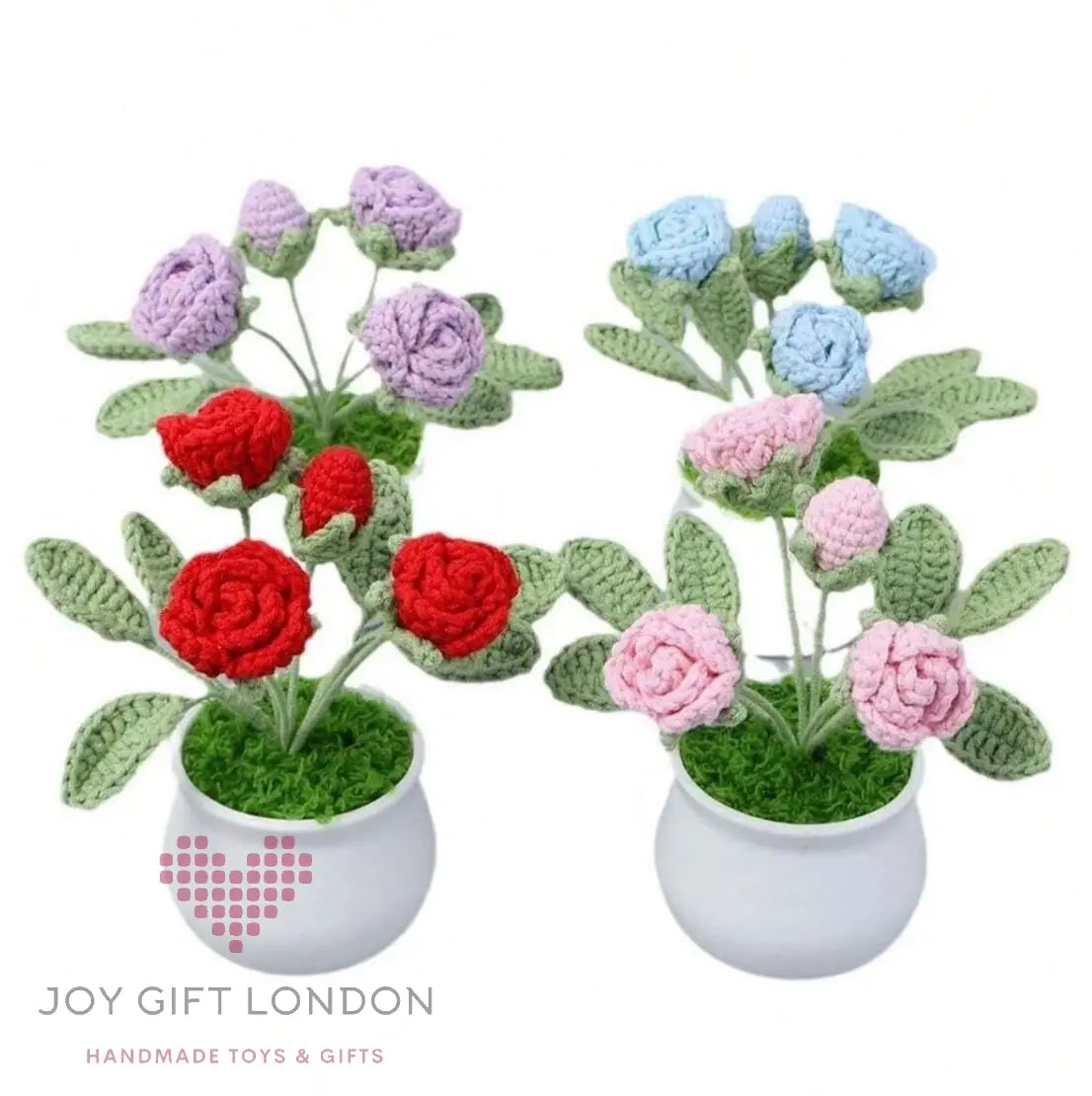 Handmade Crochet Potted Roses Joy Gift London