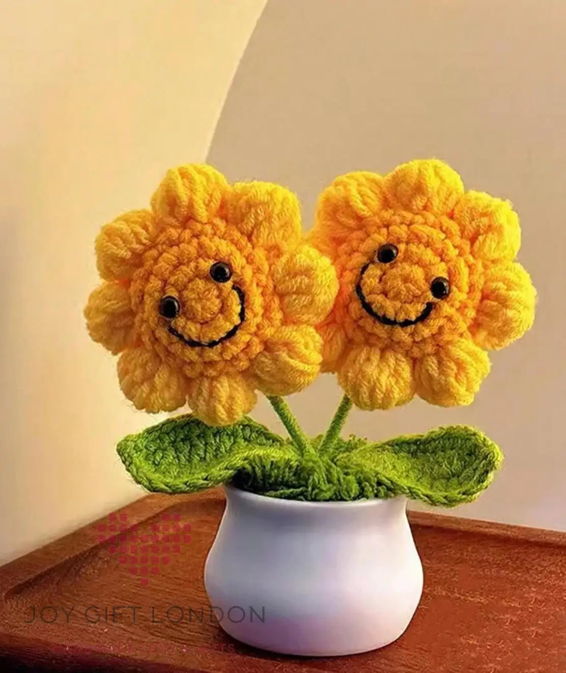 Handmade Crochet Potted Smiley Sunflower 🌻 Joy Gift London