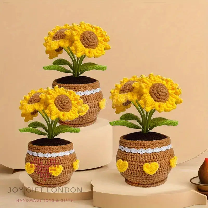 Handmade Crochet Potted Sunflowers Joy Gift London