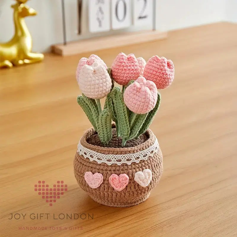 Handmade Crochet Potted Tulips Joy Gift London