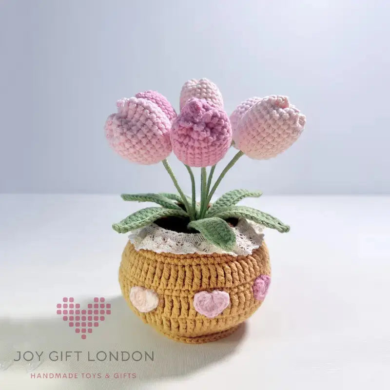 Handmade Crochet Potted Tulips Joy Gift London