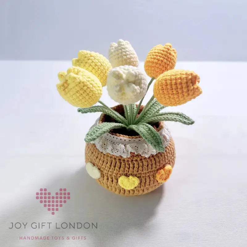 Handmade Crochet Potted Tulips Joy Gift London