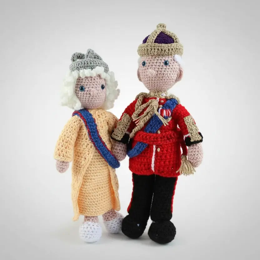 Handmade Crochet King Charles & Queen Camilla Tribute Dolls  Joy Gift London