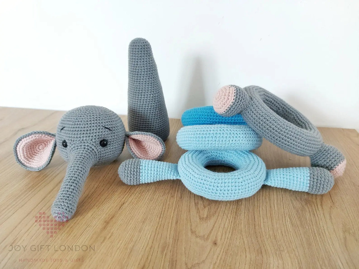 Handmade Crochet Ringstacker - Cute Elephant Stacking Toy  Joy Gift London