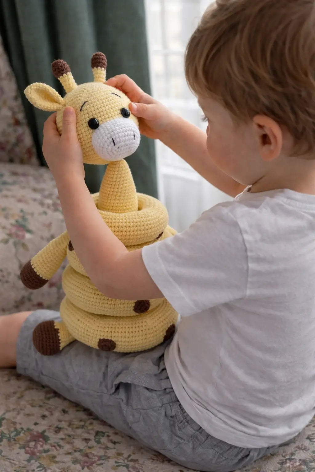 Handmade Crochet Ringstacker - Cute Giraffe Stacking Toy  Joy Gift London