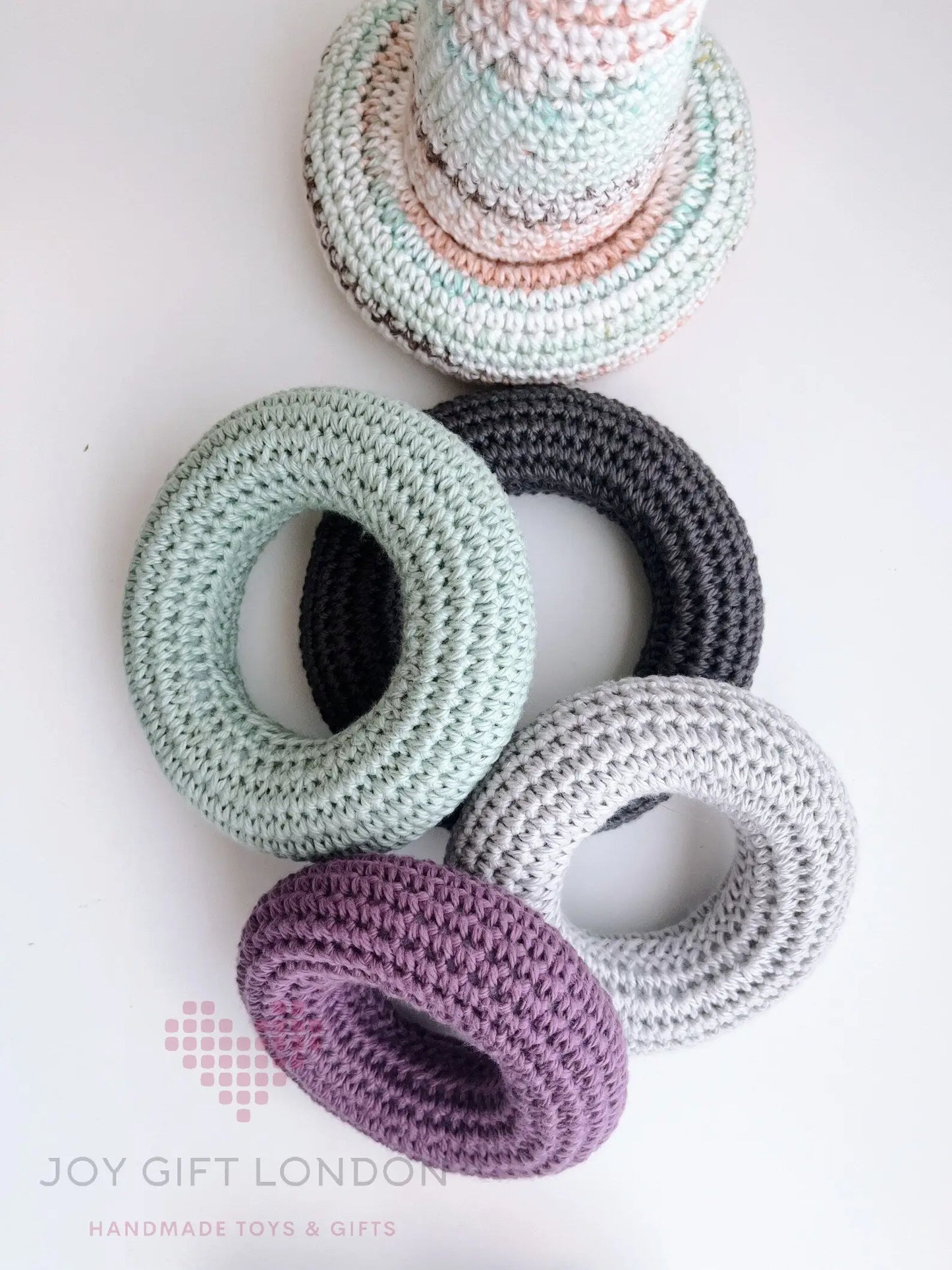 Handmade Crochet Ringstacker - Cute Hippo Stacking Baby Toy  Joy Gift London