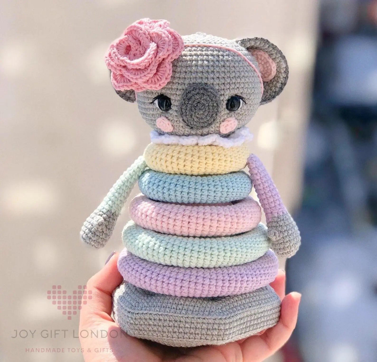 Handmade Crochet Ringstacker - Cute Koala Stacking Toy  Joy Gift London