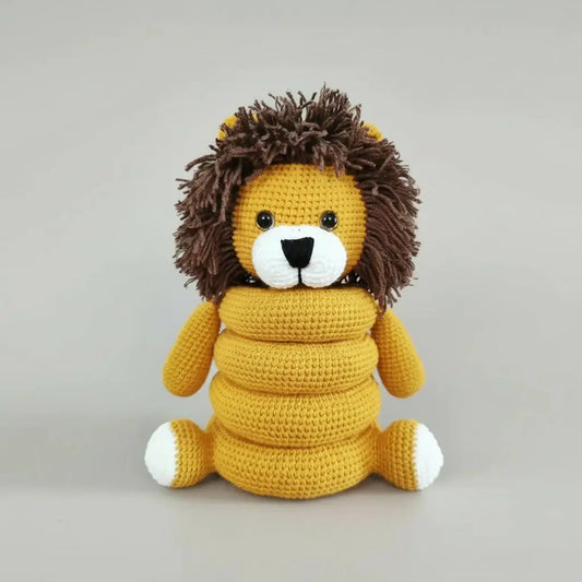 Handmade Crochet Ringstacker - Cute Lion Stacking Toy  Joy Gift London