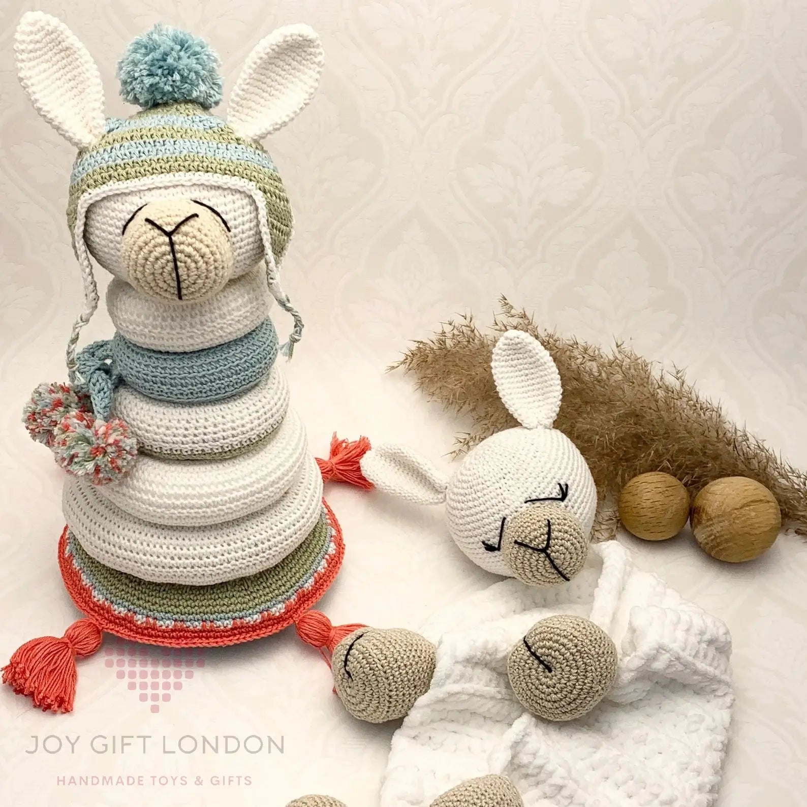 Handmade Crochet Ringstacker - Cute Llama Stacking Toy  Joy Gift London