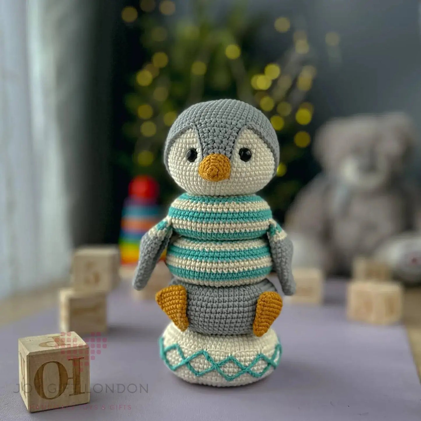 Handmade Crochet Ringstacker - Cute Penguin Stacking Toy  Joy Gift London