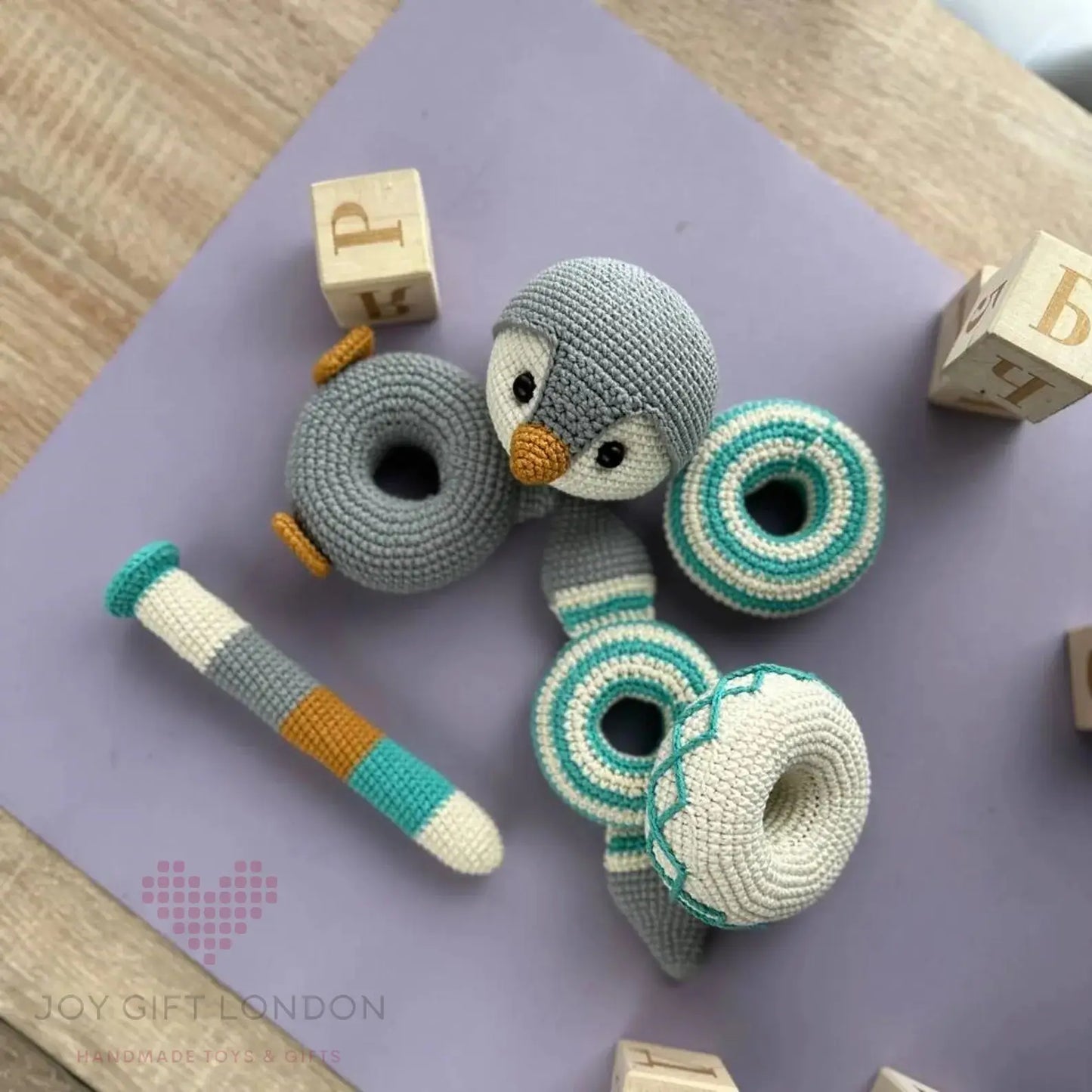 Handmade Crochet Ringstacker - Cute Penguin Stacking Toy  Joy Gift London