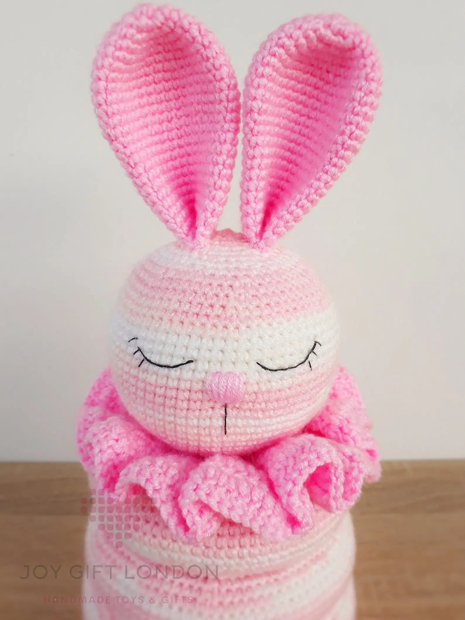 Handmade Crochet Ringstacker - Cute Pink Rabbit Stacking Toy  Joy Gift London