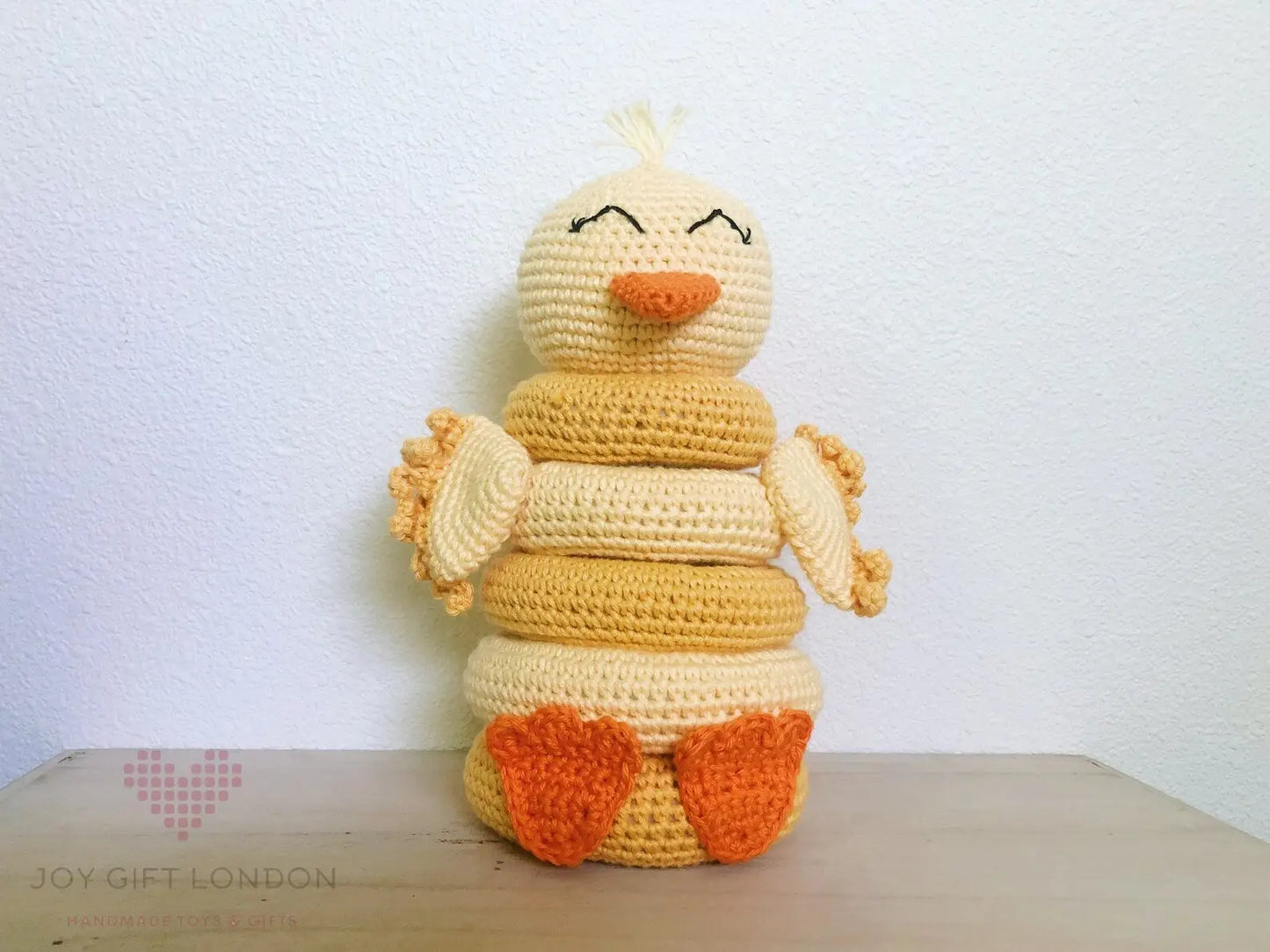 Handmade Crochet Ringstacker - Cute Yellow Duck Stacking Baby Toy  Joy Gift London