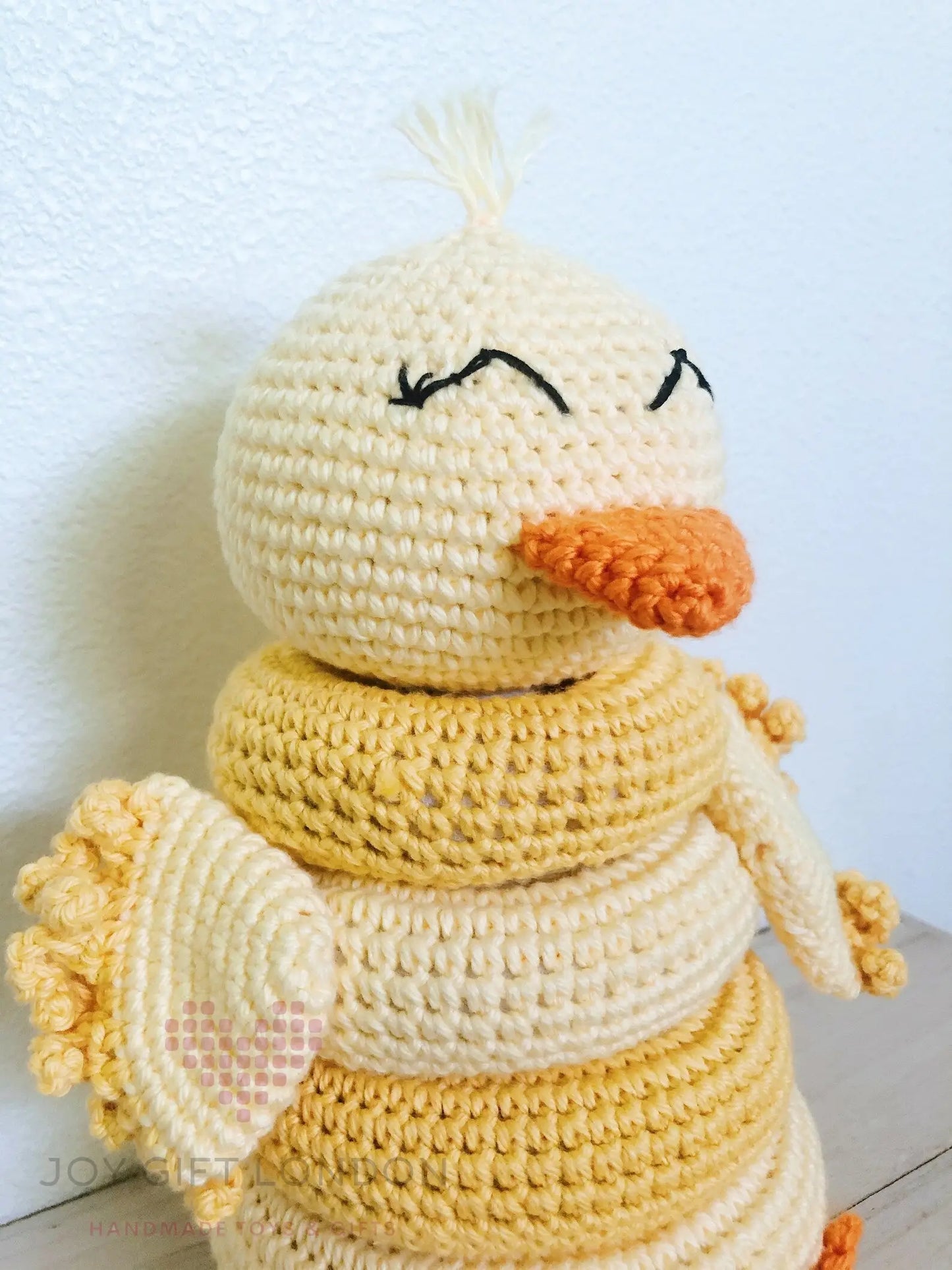 Handmade Crochet Ringstacker - Cute Yellow Duck Stacking Baby Toy  Joy Gift London