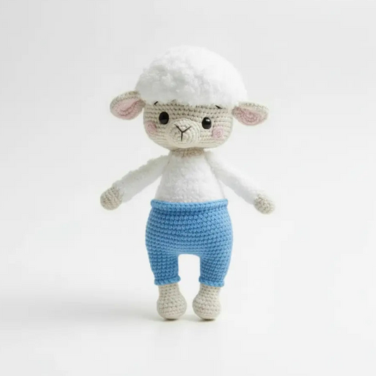 Handmade Crochet Sheep Toy in Green Dress  Joy Gift London