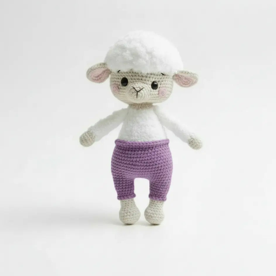 Handmade Crochet Sheep Toy in Green Dress  Joy Gift London