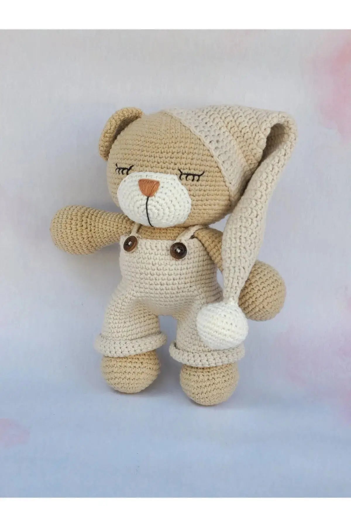 Handmade Crochet Sleeping Teddy Bear Toy Gift Set (3pc) - Personalised Dummy Clip TrendyToy