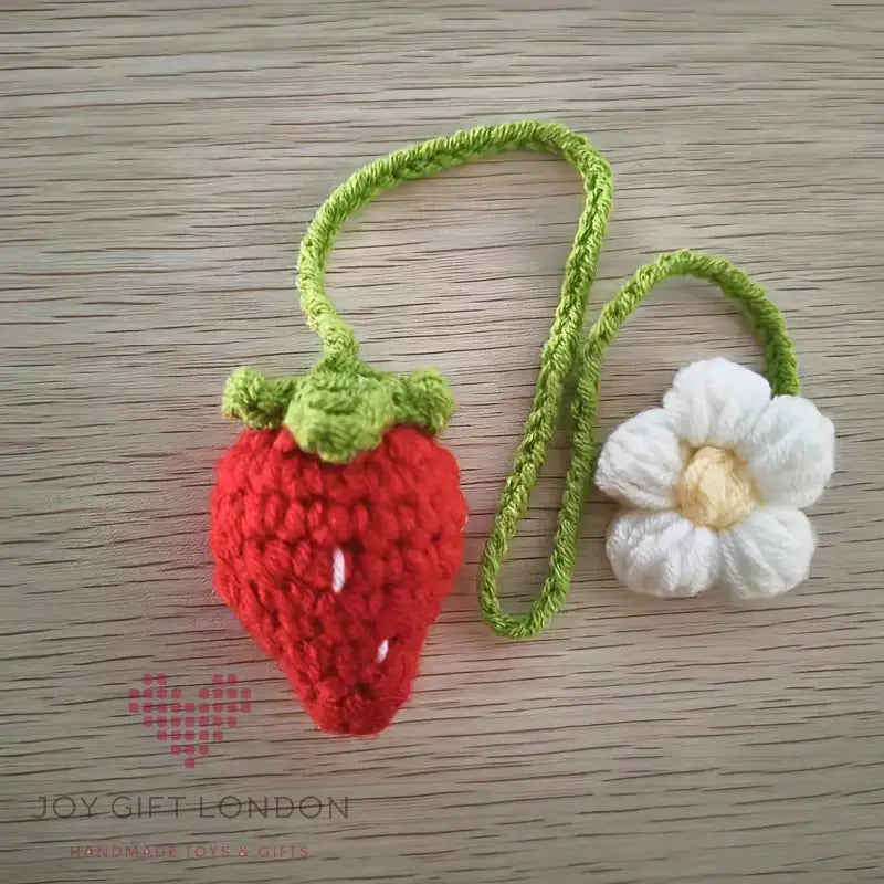 Handmade Crochet Strawberry Flower Keychain TrendyToy