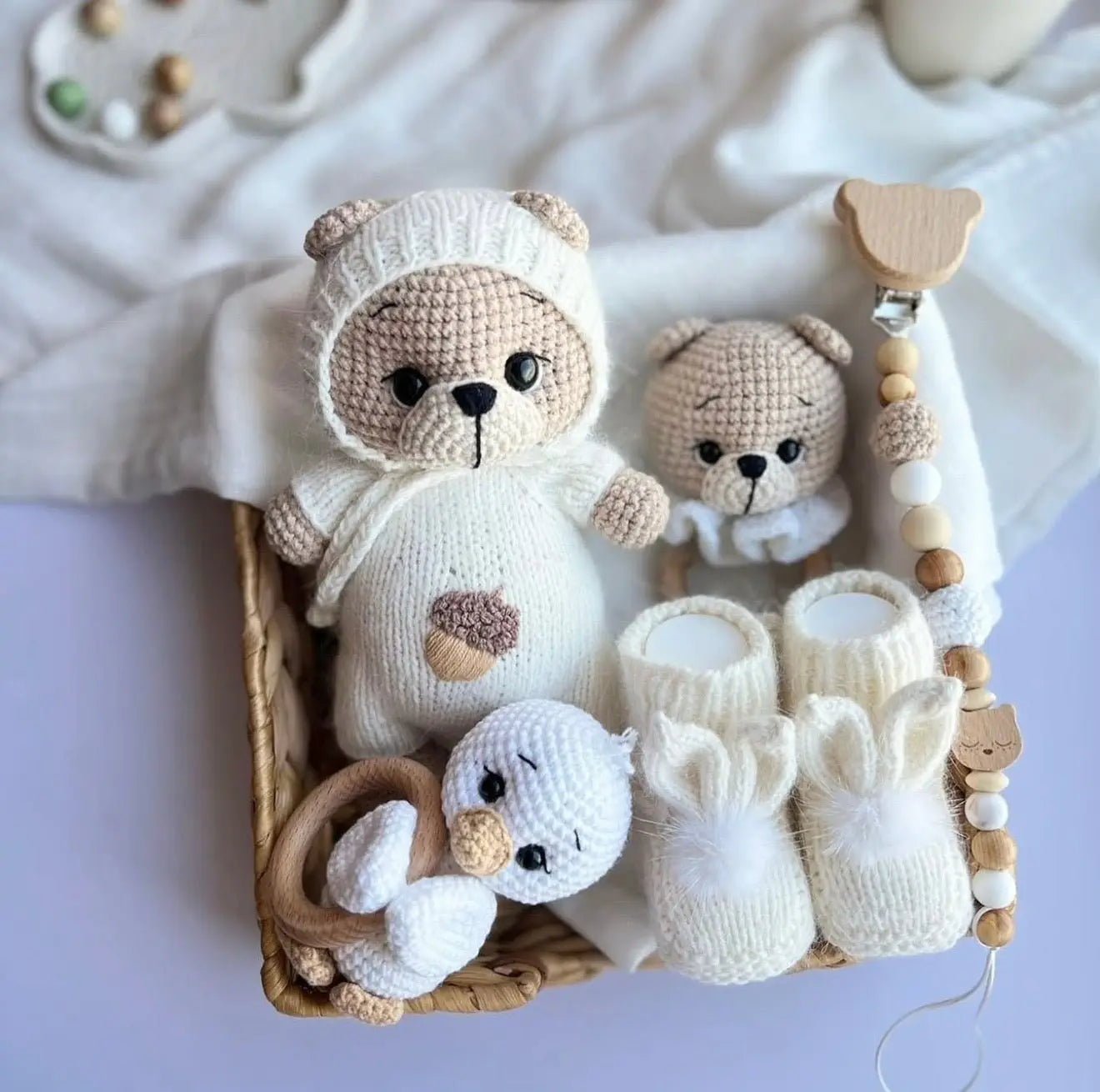 Handmade Crochet Teddy Bear Toy Gift Set (5pc) - Joy Gift London